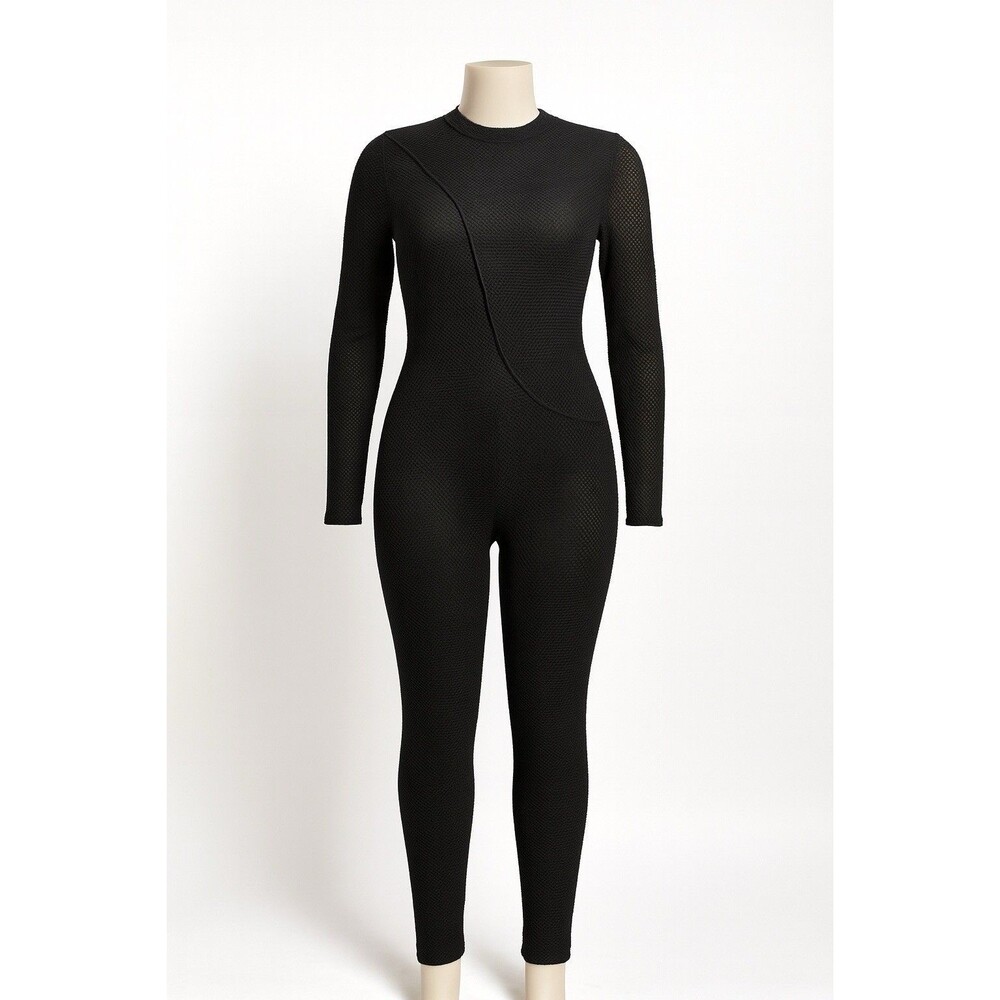 Naked Wardrobe All Body Long Sleeve Jumpsuit Black Large